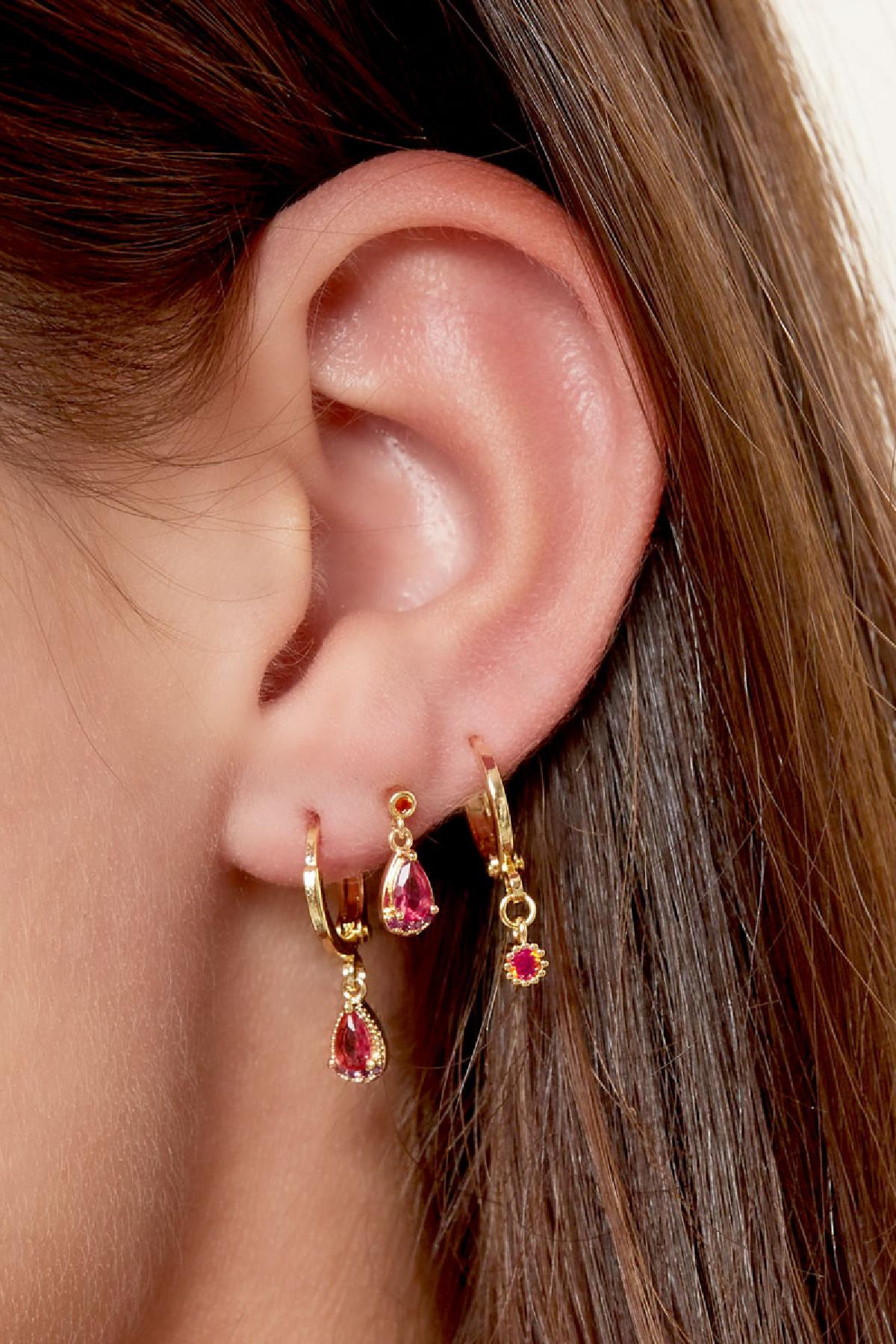 Earrings with zircon pendant - Sparkle Collection Fuchsia Copper h5 Picture3
